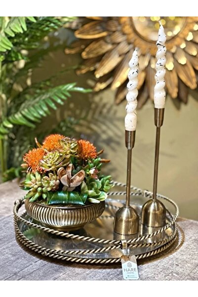 HaRe Home Yuvarlak Aynalı Dekoratif Tepsi