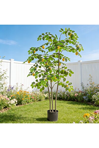 SCHENKERO شجرة ليمون اصطناعية بطول 1.6 متر، نبات صناعي مقاوم للعوامل الجوية ل...