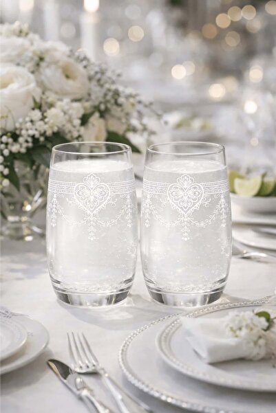 Jenisa Coronam Model Patterned Elegant Water & Soft Drink Glass Set of 2