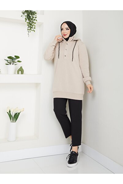 Modaviki Hooded Sweatshirt Beige Anr42
