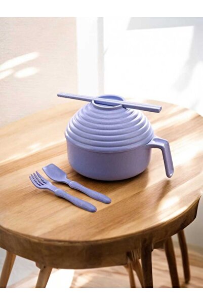 chinese N2N Lunch Box With set of chopstick, fork and Spoon (Blue)