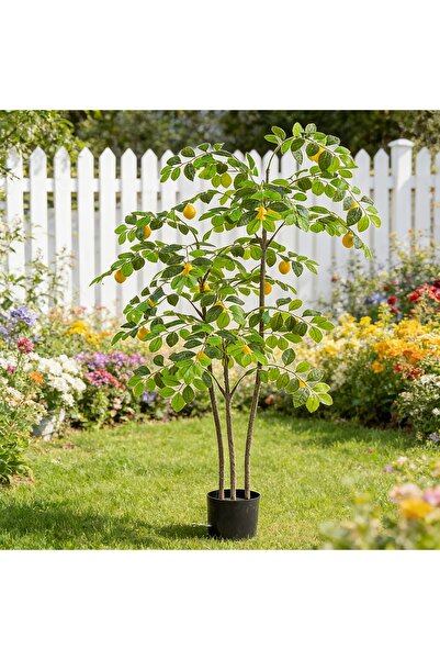 SCHENKERO 1.6m Artificial Lemon Tree Floor Standing Plant for Home Party Even...