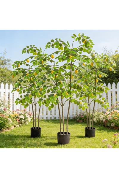 SCHENKERO 1.6m Artificial Lemon Tree Floor Faux Plant for Balcony Courtyard O...