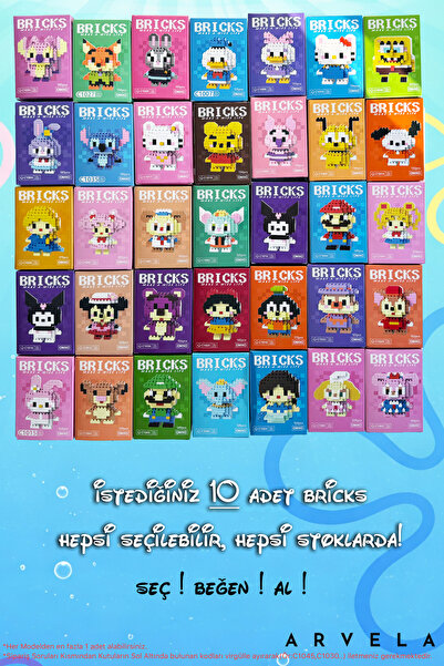 Arvela Bricks Seçmeli 10’lu Mini Blok Seti - Sen Ne İstersen