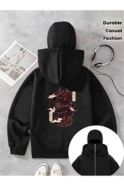 LAND MODA سترة كار ماسكي نينجا هودي – سترة بغطاء للرأس للجنسين دافئة ومريحة