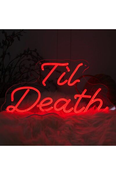 Slasa Til Death Neon Sign – 43x29 cm LED Wall Light for Wedding & Valentine P...