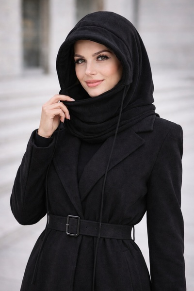 GlassySKY Windproof Fleece Winter Hijab Hat with Openable Face Mask and Neck ...