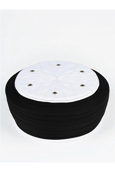 Sarıkhane Children's Talebe Yarn - Black Fabric - White Cap - Plain Wrap - Bi...