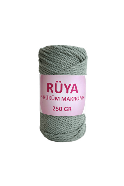 Rüya 3 Twist 3 mm Cotton Macrame Cord 250 Gr. 75 M. Green