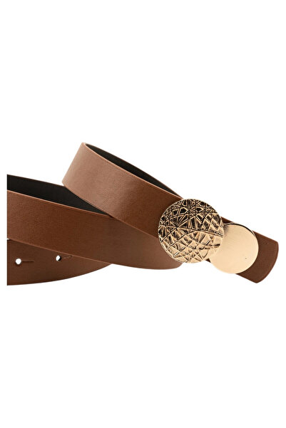 Cool & Sexy حزام نسائي بتصميم دائري ومشبك مزخرف باللون البني
