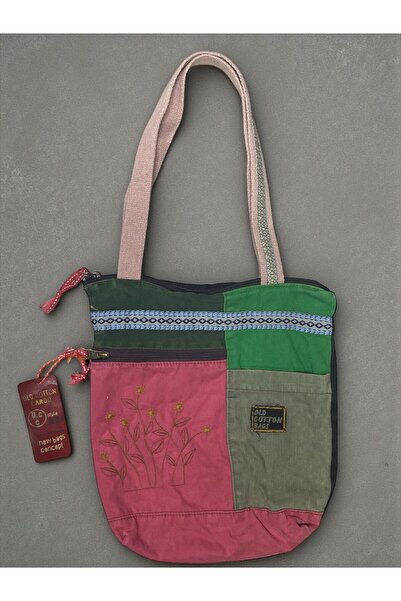 Old Cotton Vintage Colorful Ethnic Medium Size Beach Daily Women's Shoulder B...