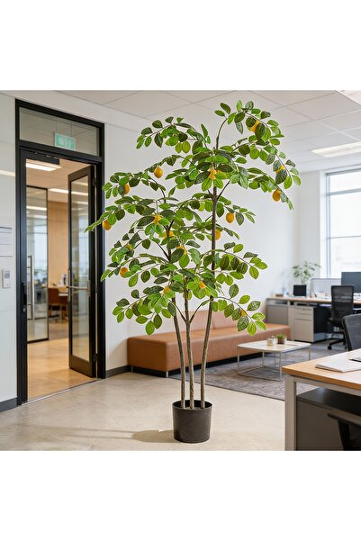 SCHENKERO شجرة ليمون اصطناعية بطول 1.6 متر، نباتات خضراء مزروعة في أصيص، لتزي...