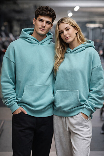 MIRENNA Unisex Kapşonlu Hoodie Kalın Şardonlu Kumaş, İçi Polarlı Kanguru Cepl...