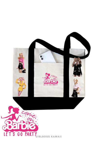 Girlboss Kawaii Baby Girl Large Canvas Bag with Pockets / Shopping, Sports, B...