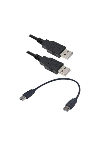 WOZLO 30cm Usb Erkek Erkek Kablo - Siyah Renk - Iki Ucu Usb Erkek Kablo