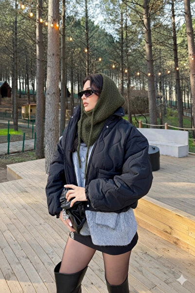 Eka Women's Khaki Knitwear Balaklava Beanie 594-14911