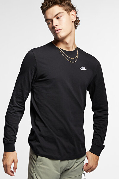 Nike Nsw Club Tee Men's Long Sleeve Sport T-Shirt Black Ar5193-010