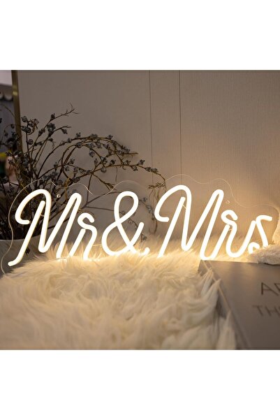 Slasa Mr and Mrs Neon Sign – 51x22 cm LED Wall Light for Wedding & Anniversary