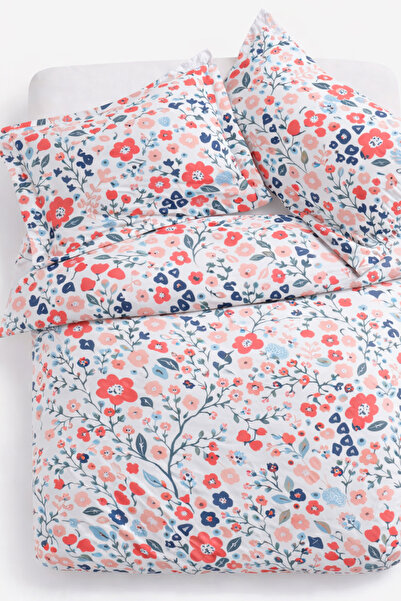 İQON Double Duvet Cover Set Petunia Salmon Setçi̇ft