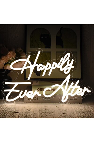 Slasa Happily Ever After Neon Sign – 40x26 cm LED Wall Light for Wedding & Party