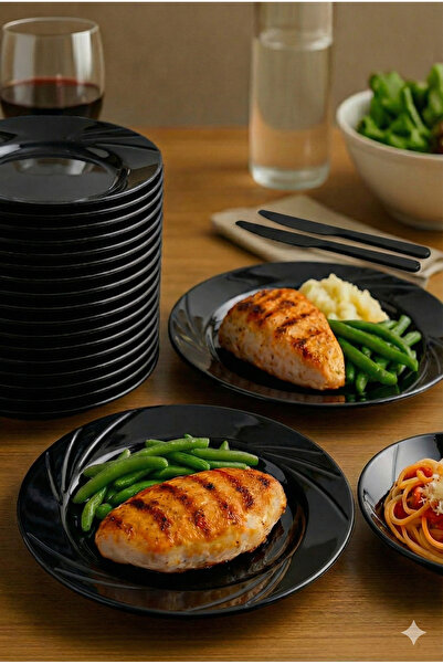 Ezupack 12'li Siyah Renk LÜX SERT PLASTİK Parti Doğum Günü Sunum Davet Nişan ...