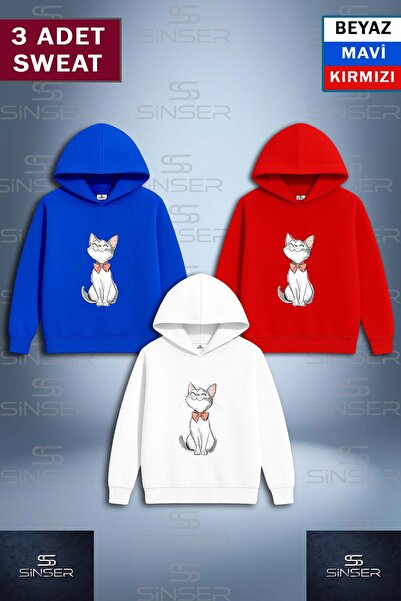 SS SİNSER SWEAT 3LU Hanorac imprimat cu glugă cu tematică „CAT BLACK PENCIL D...