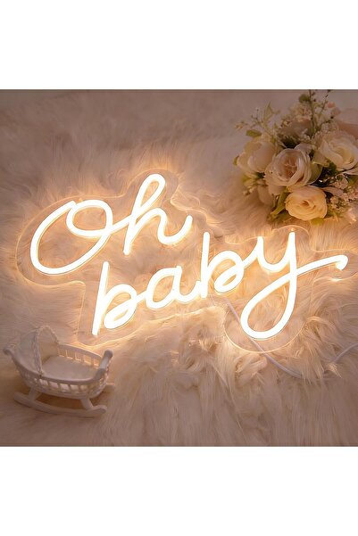 Slasa Oh Baby Neon Sign – 42x27 cm LED Wall Light for Baby Shower Decor