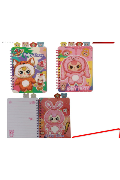 1000 çeşit hediye dünyası Baby Three 3D Simli Cover Tv Bookmark Notebook