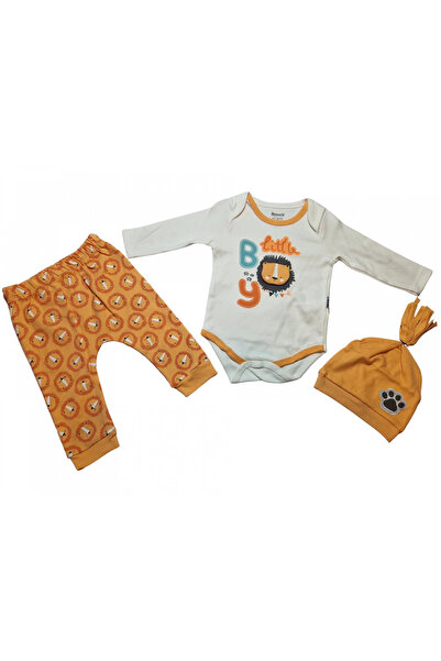 Miniworld Little Boy baby cotton bodysuit, pants and hat set