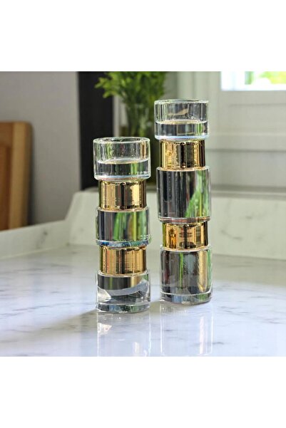 HaRe Home Metal Detaylı Modern Cam Mumluk