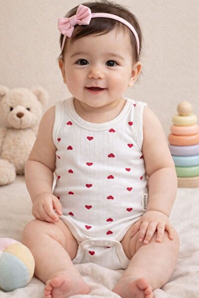 BEBEXO KIDS Kalpli Fitilli Kız Bebek Atlet Body – %100 Pamuk, Askılı Çıtçıtlı...