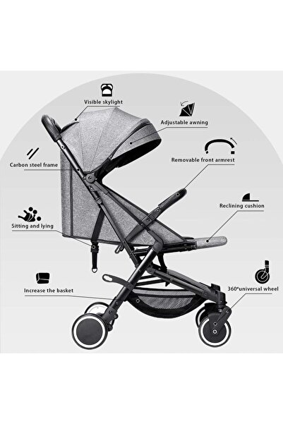 Ominii Bidirectional Shock-absorbing Folding Baby Reclining Stroller, Compact...