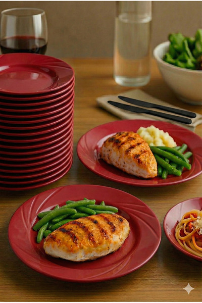 Ezupack 6'lı Kırmızı Renk LÜX SERT PLASTİK Parti Doğum Günü Sunum Davet Nişan...