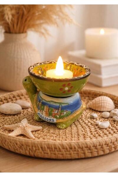 Hd Marketim Seramik Kaplumbağa Mumluk – Dekoratif Tealight Mumluk – Ev, Balko...