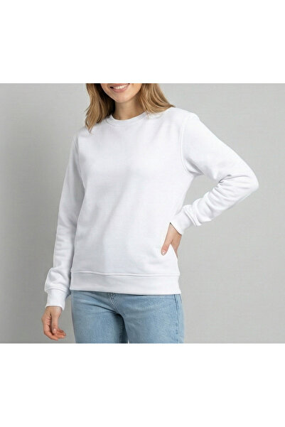 bumerangspor سويت شيرت نسائي ذو رقبة دائرية وثلاث خيوط من طراز مبطن بالصوف بس...