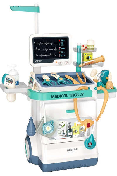 KidProtect Комплект за игра PlayClinic Elite Doctor, с количка, 26 аксесоара,...