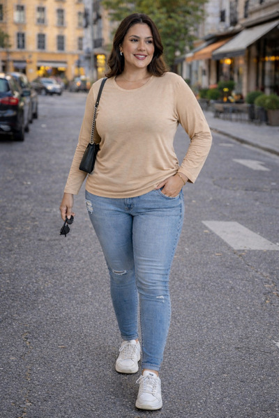 OYERGA MODA Women's Plus Size Oversized Basic Blouse