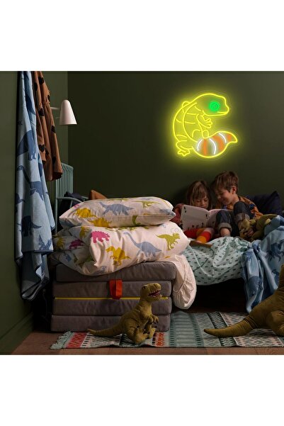 Slasa لوحة نيون على شكل وزغة النمر - مصباح جداري LED مقاس 33 × 33 سم للأطفال ...