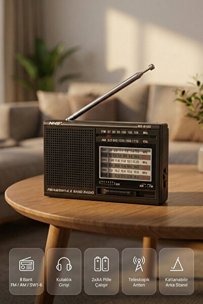 L'eDoren Siyah NS-8153 Taşınabilir Pilli Cep Radyosu Deprem Çantası Radyosu A...
