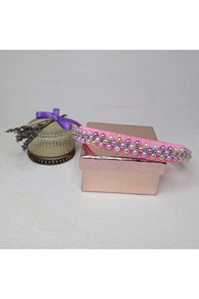 Amma Design Hair crown with hand-sewn pearls, pink,