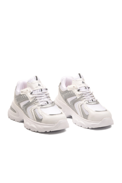 WALKWAY Γυναικεία αθλητικά παπούτσια Mc Jamper 2318 Λευκό Ασημί με κορδόνια μ...