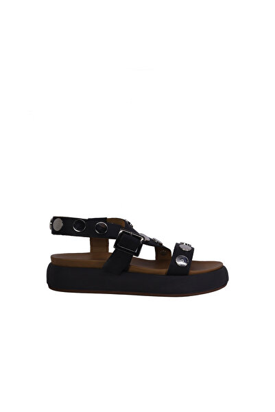 DİSPARİTA 262020 Genuine Leather Wedge Heel Women's Sandals