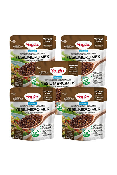 Yayla Haşlanmış Suyu Süzülmüş Yeşil Mercimek 150 gr x5