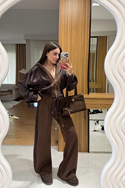 Gizem Ecemiş Frigo Kahve Saten Karışımlı Takım