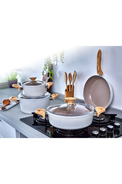NETLON 7 PARÇA CAPPUCCİNO SERAMİK TENCERE SETİ