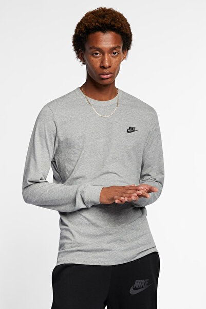 Nike NSW Club Tee Erkek Uzun Kollu Spor Tişört Açık Gri AR5193-063
