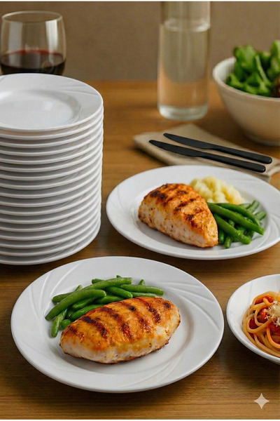 Ezupack 6'lı Beyaz Renk LÜX SERT PLASTİK Parti Doğum Günü Sunum Davet Nişan S...