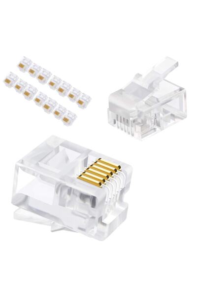 WOZLO Rj11 Jack - Telefon Jackı - 6p6c - 6 Pinli Konnektör 100 Adet
