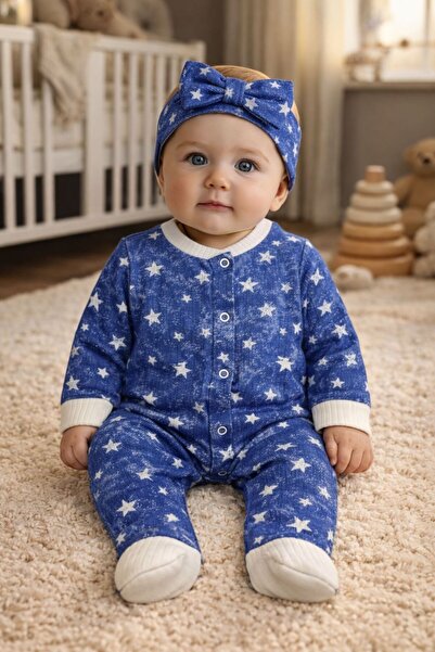 My Balloon Baby & Kids Denim Effect Star Printed Long Sleeve 100% Cotton Baby...