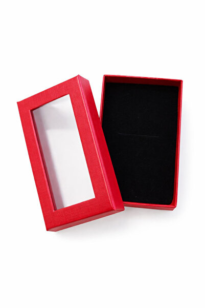 OEM Red cardboard box with window 6.5x8x2.5 cm, black interior, for martisor ...